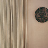 Polka Stripe Fabric, Creme-Noir