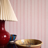 Needlepoint Stripe Wallpaper, Rouge
