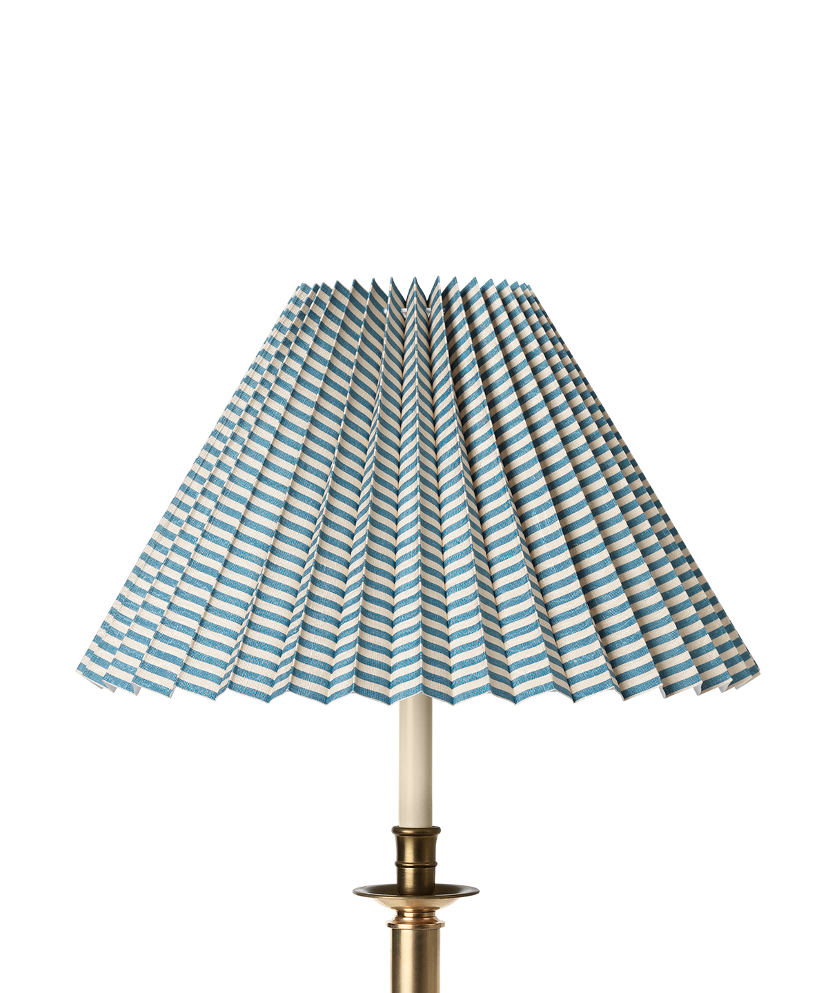 Moiré Stripe Pleated Lampshade, Blue Porcelain