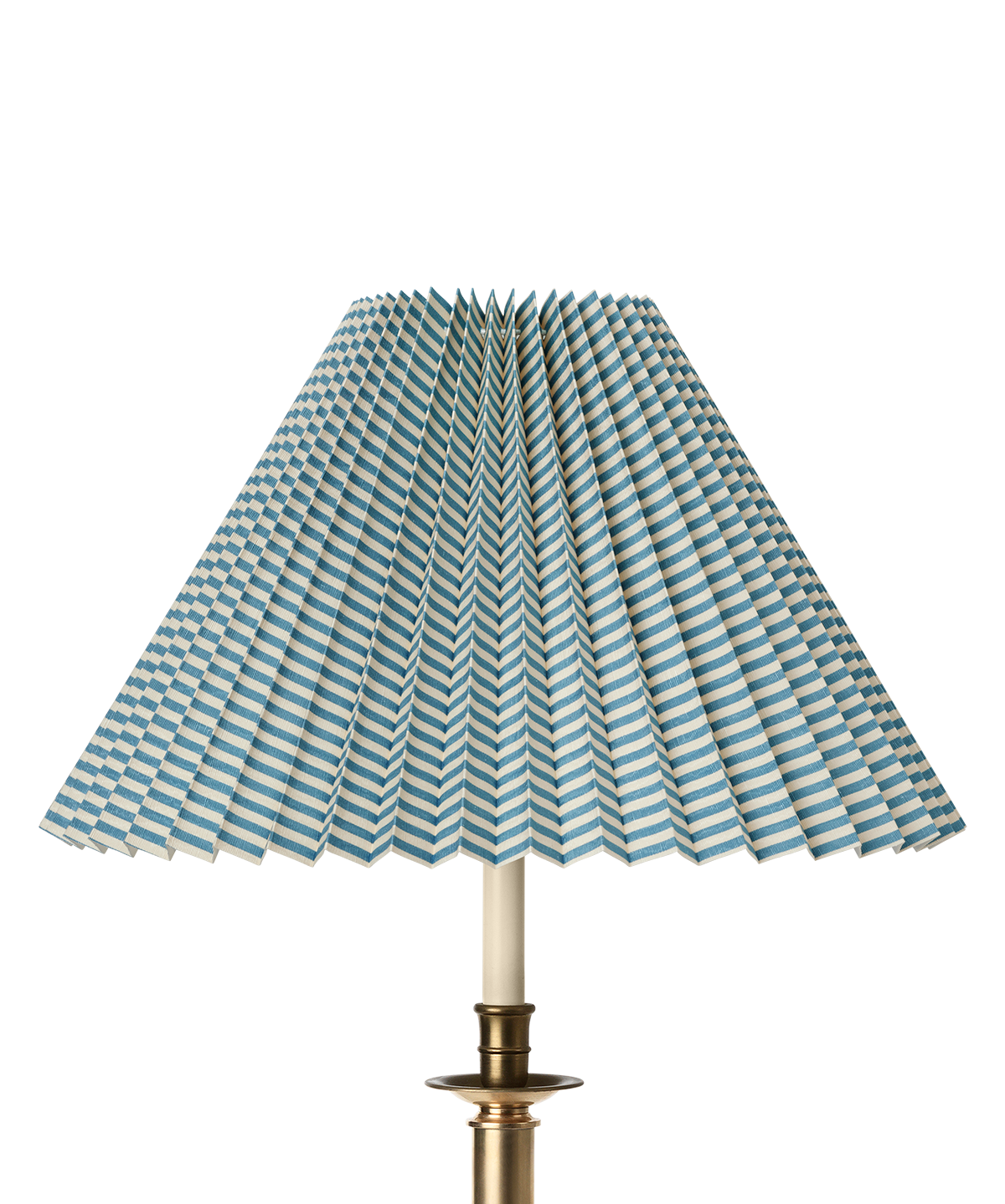 Moiré Stripe Pleated Lampshade, Blue Porcelain