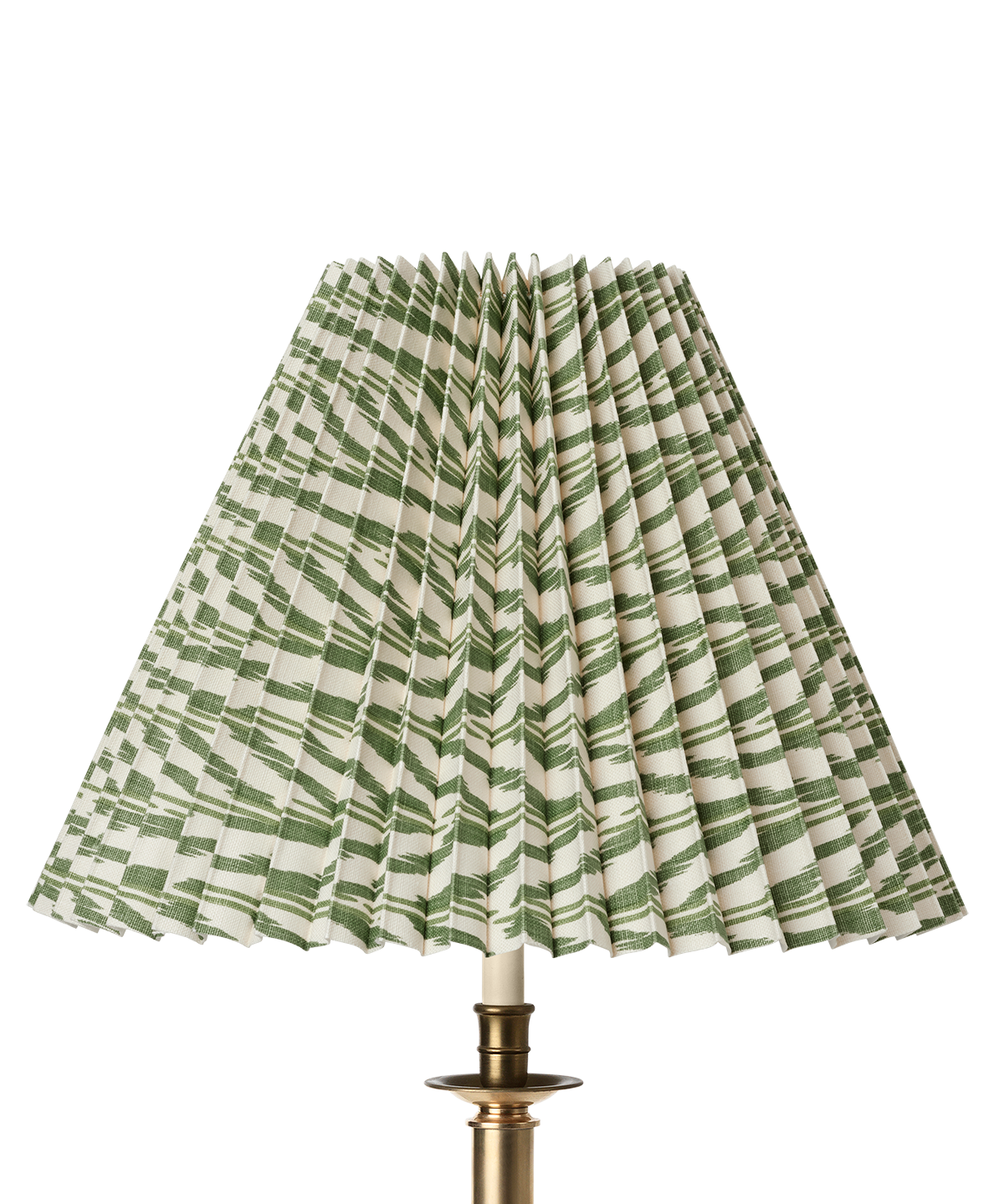 Painted Ikat Pleated Lampshade, Green Earth