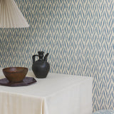 Painted Ikat Wallpaper, Azurite