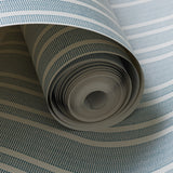 Needlepoint Stripe Wallpaper, Blue Teal