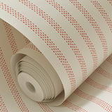 Polka Stripe Wallpaper, Rouge