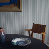 Needlepoint Stripe Wallpaper, Blue Teal