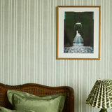 Needlepoint Stripe Wallpaper, Green Earth
