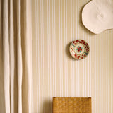 Needlepoint Stripe Wallpaper, Ochre