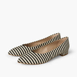 Madame Blanche Point Flats, Moiré Stripe Ebony