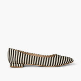 Madame Blanche Point Flats, Moiré Stripe Ebony