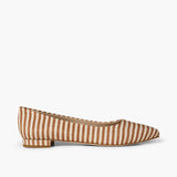 Madame Blanche Pointy Flats, Moiré Stripe Amber