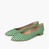 Madame Blanche Point Flats, Moiré Stripe Emerald