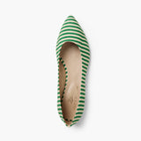Madame Blanche Point Flats, Moiré Stripe Emerald