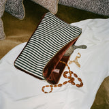 Moiré Stripe Clutch, Ebony