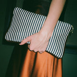 Moiré Stripe Clutch, Ebony