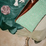 Moiré Stripe Clutch, Emerald